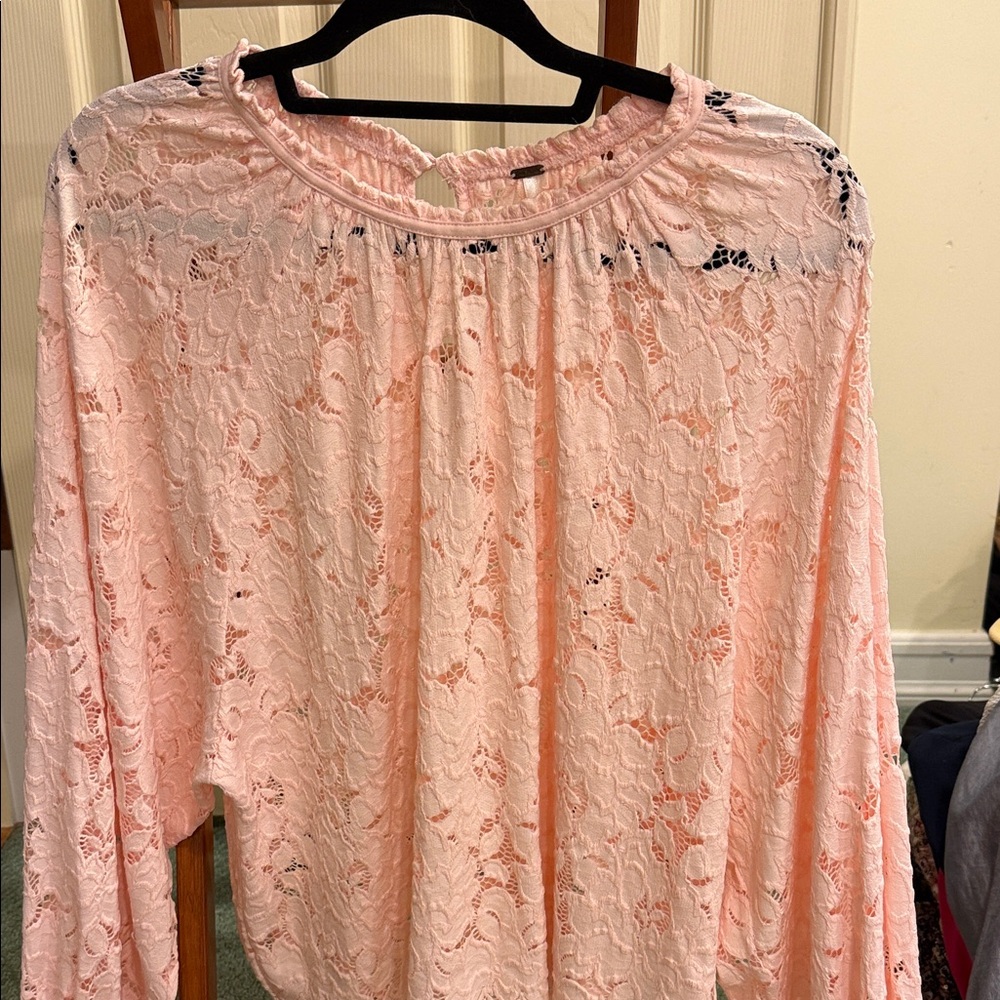 Free People Blush Lace Blouse